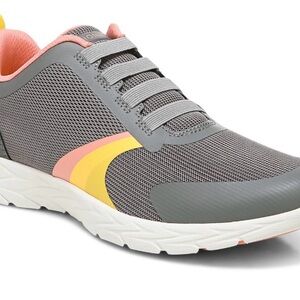 Vionic Brisk Layla leisure sneakers women’s size 9 grey coral yellow colorway